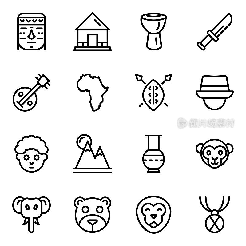 African Culture Icons in Style Pack